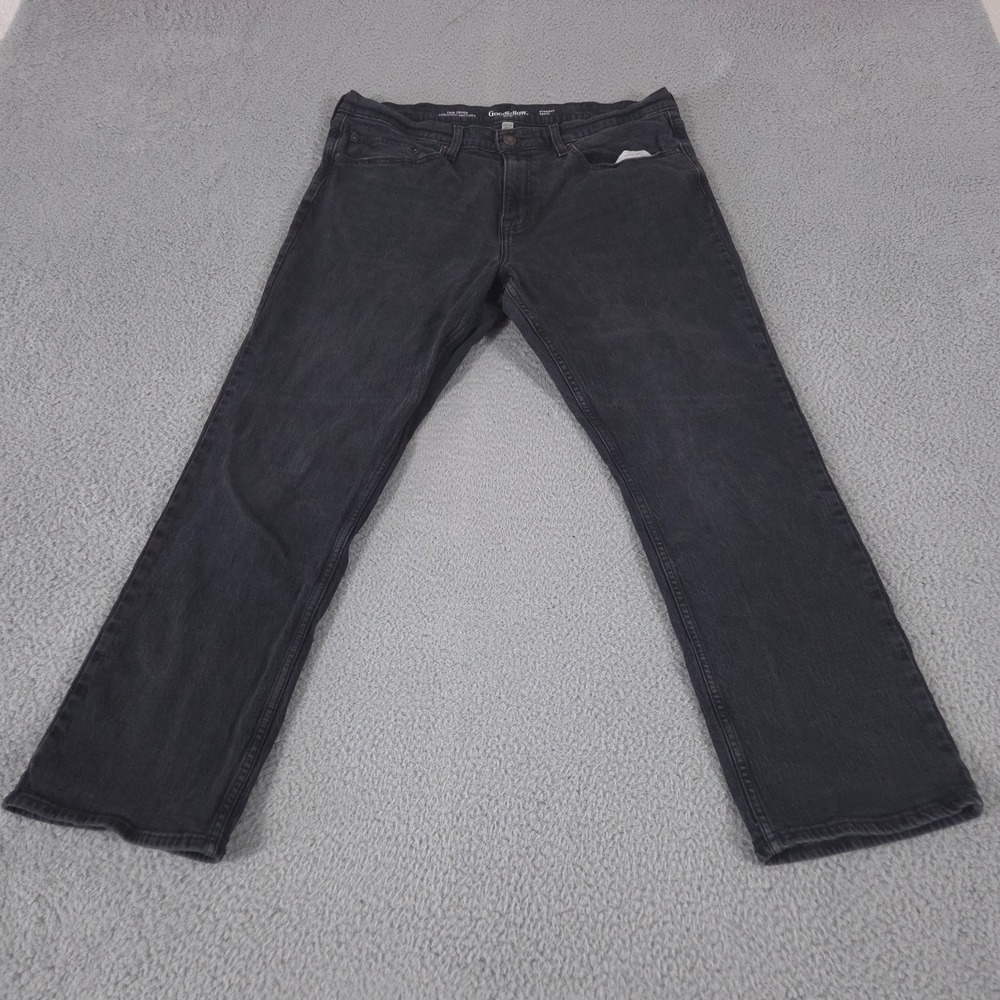 Goodfellow Jeans Mens 38x31 Black Straight Mid Rise Dark‎ Wash Stretch Preppy